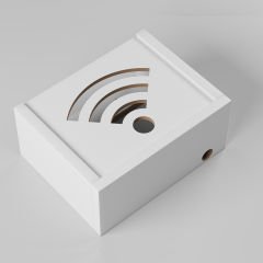 Bangu Duvar Düzenleyici Ahşap Dekoratif Beyaz Wifi Kutusu