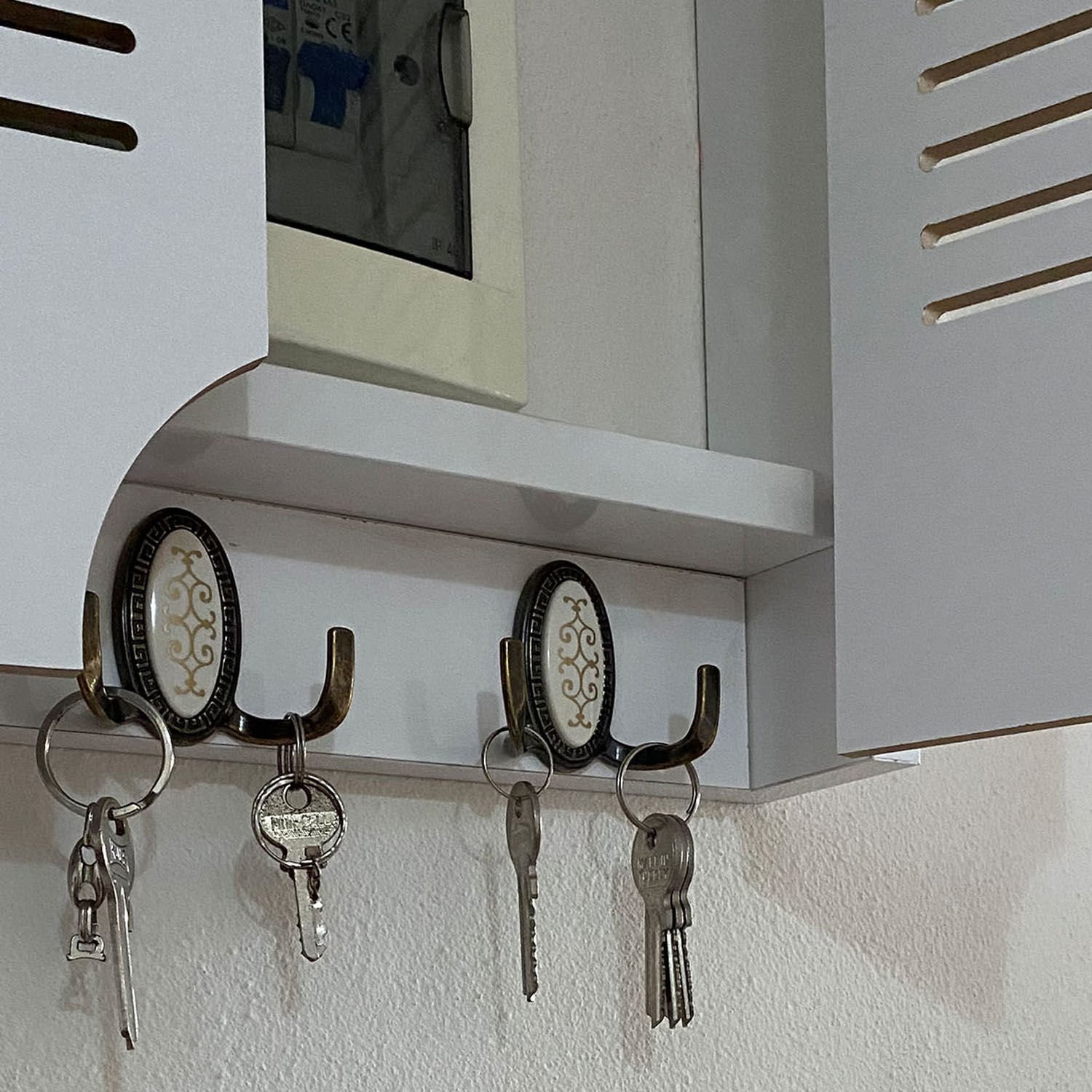 Bangu Duvar Düzenleyici Ahşap Dekoratif Beyaz Kutu Anahtarlık