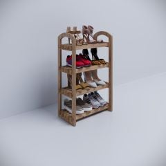 Bangu Kahverengi Demonte Portatif 4 Raflı Ayakkabılık Çok Amaçlı Dolap Kapı Önü Antre Hol %100 MDF