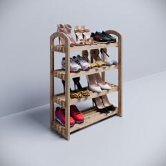 Bangu Kahverengi Demonte Portatif 4 Raflı Ayakkabılık Çok Amaçlı Dolap Antre Hol Kapı Önü %100 MDF