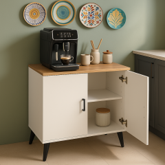 bangu Kahve Köşesi Dolabı ( 100 cm ) Çok Amaçlı Dolap ( Derinlik 47 cm ) Raflı Mutfak Dolabı BKDM005