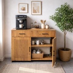 bangu Kapaklı Petek Üstü Kahve Köşesi Dolabı ( Derinlik 47 cm ) Çok Amaçlı Dresuar BKDM009