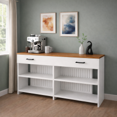 bangu Petek Üstü Minimal Kahve Köşesi Dolabı (Derinlik 32 cm) Bohem Kahve Standı BPKM008