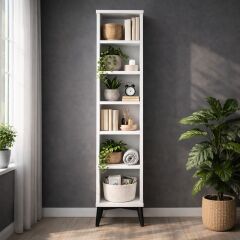 bangu Çok Amaçlı Dolap ( GENİŞLİK 30 cm ) 6 Raflı Dar Kiler Dolabı Banyo Mutfak Balkon İçin Ayaklı Depolama Dolabı