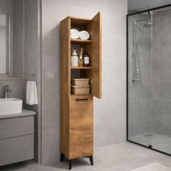 bangu Çok Amaçlı Dolap ( GENİŞLİK 30 cm ) 2 Kapaklı 6 Raflı Dar Kiler Dolabı Banyo Mutfak Balkon İçin Ayaklı Depolama Dolabı